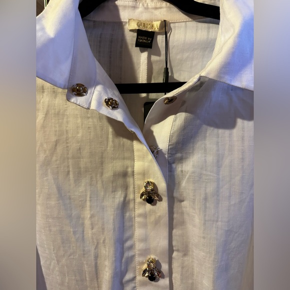 Brand New! GIZIA White Women Blouse with Real Crystals Size 42 - Picture 8 of 8